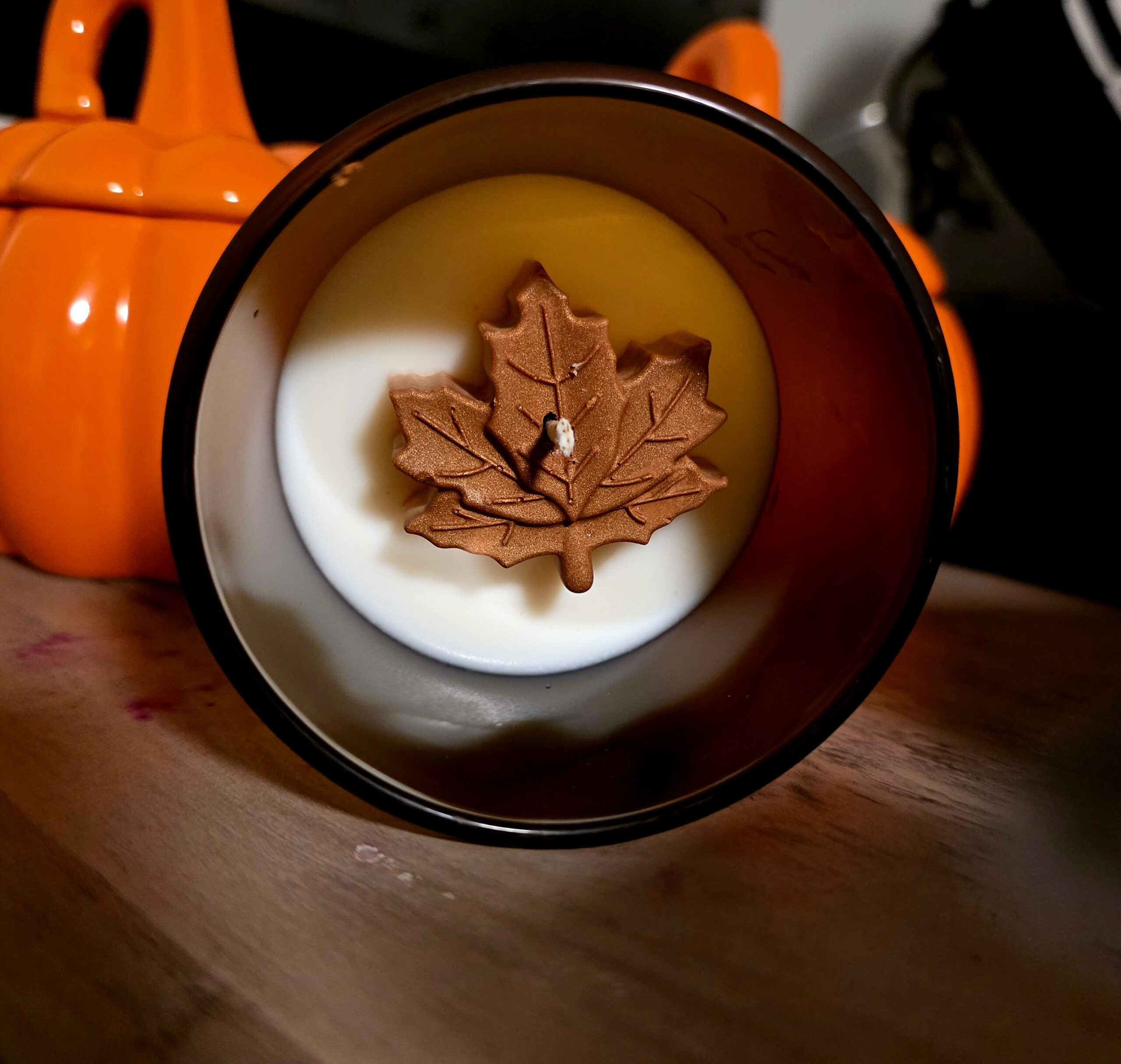Apple cider fall leaf candle